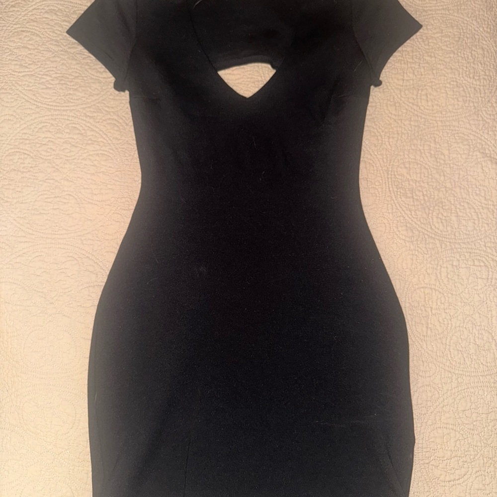 Windsor Black Bodycon Mini Dress with Cutout V-Neck